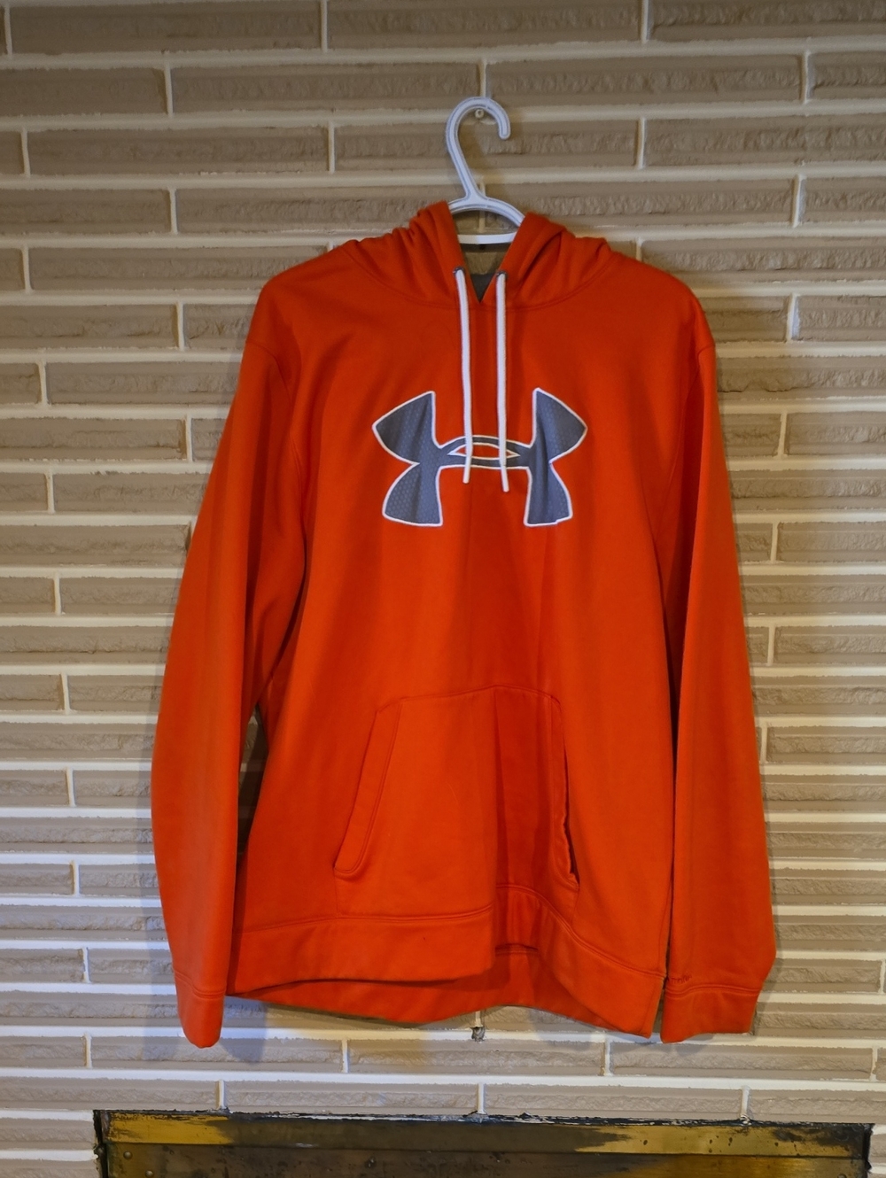 Under Armour Men's Orange Pullover Hoodie with Contrast Logo